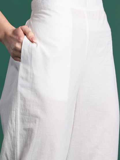 Dhiyona IE Floral Embroidered Pure Cotton Kurta with Trousers & Dupatta
