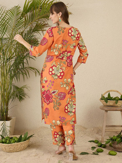 Dhiyona IE Printed Straight Tunic & Trousers Co-Ord Set