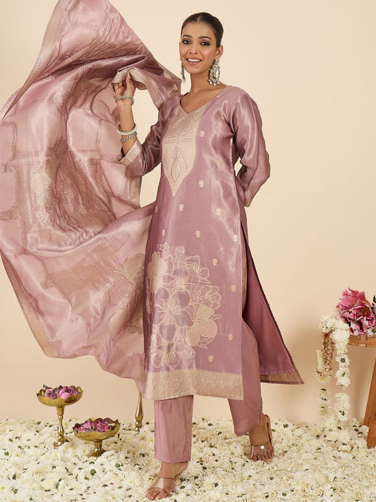 Women Ethnic Motifs Regular Kurta with Trousers & With Dupatta