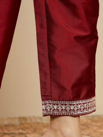 Straight Sequinned Kurta with Trousers & Dupatta