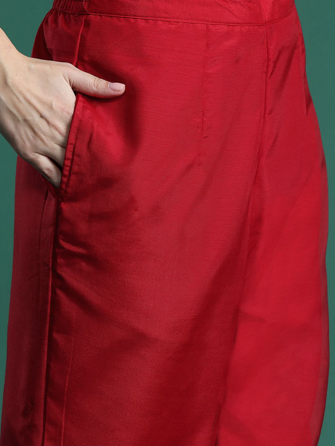 Ethnic Motifs Zari Embroidered Kurta With Trousers & Dupatta