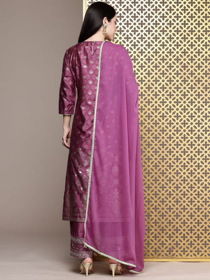 Dhiyona PD Women Floral Embroidered Sequinned Jashn Kurta with Palazzos & With Dupatta