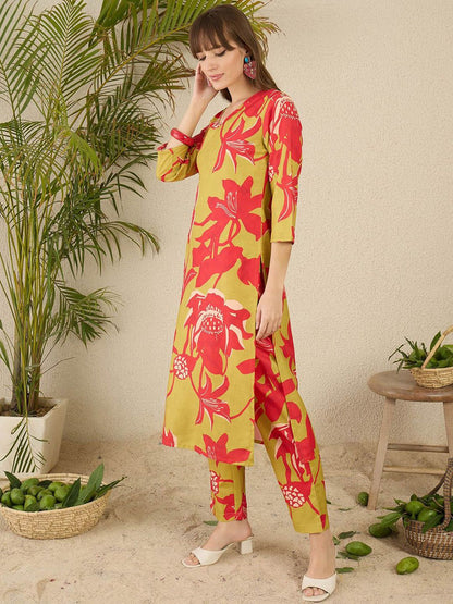Dhiyona IE Printed Straight Tunic & Trousers Co-Ord Set