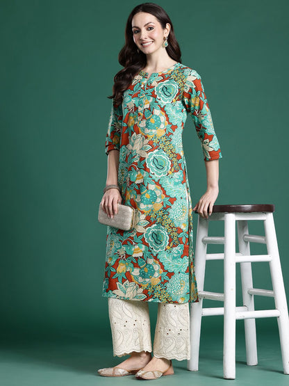 Dhiyona IE Floral Printed Pure Cotton Kurta