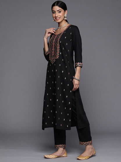 Dhiyona VA Women'sFloral Yoke Design Sequinned Kurta with Trousers & With Dupatta