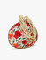 Dhiyona NR Cream-Coloured & Red Embroidered Tasselled Potli Clutch