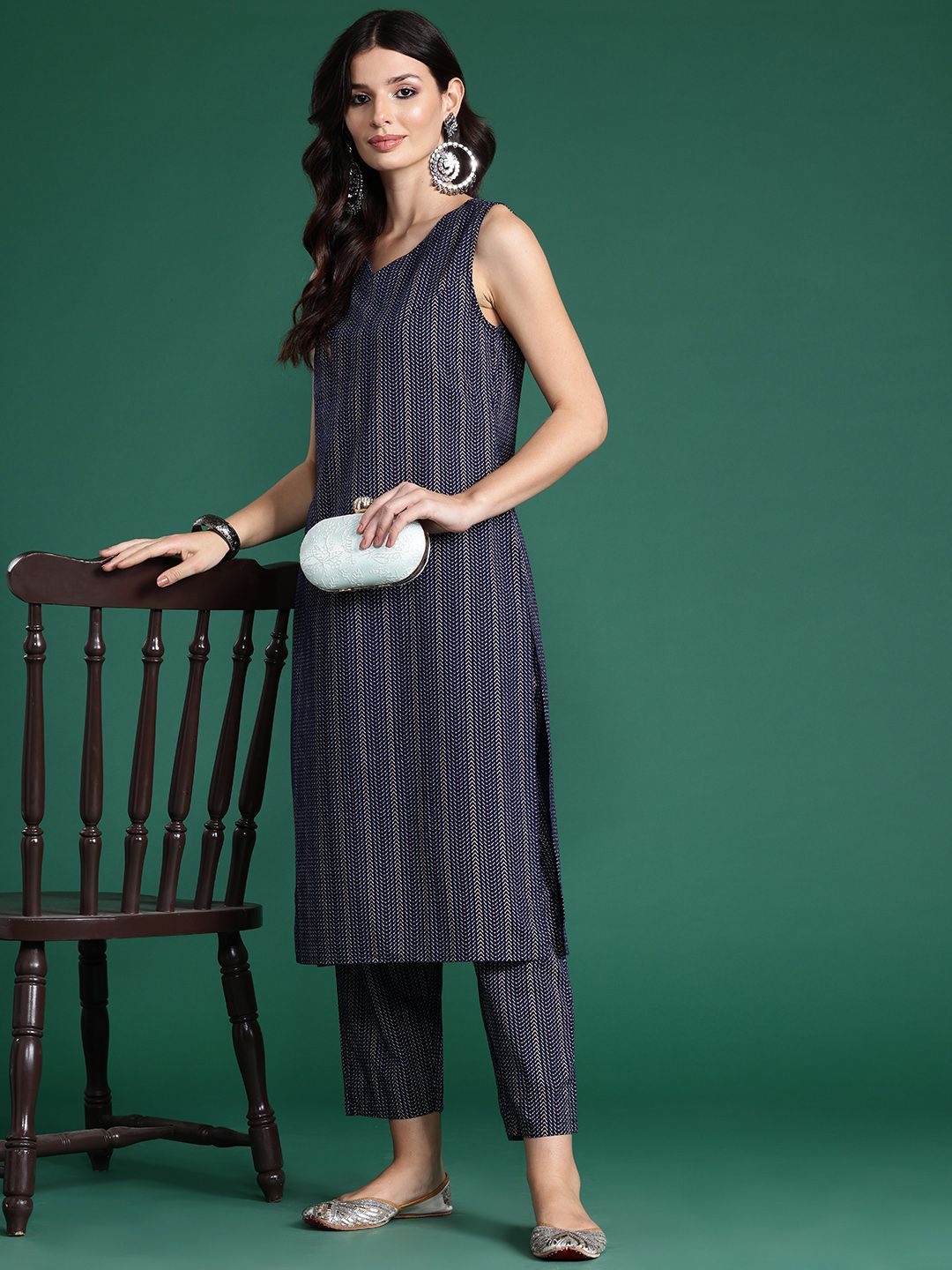 Dhiyona IE Plus Size Printed Pure Cotton Kurta with Trousers