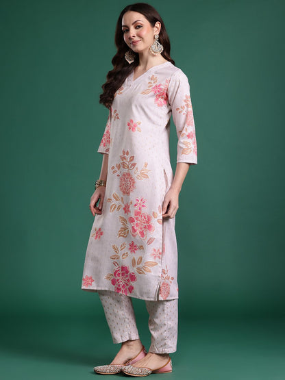 Dhiyona IE Floral Printed Regular Kurta with Trousers