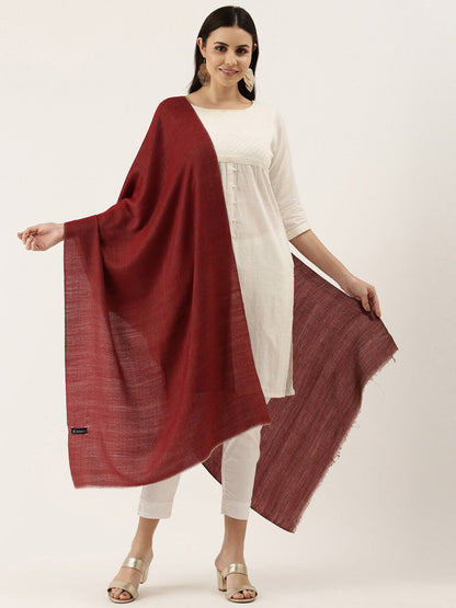 Dhiyona PA Women Maroon Solid Pashmina Wool Shawl