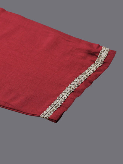 Dhiyona IE Floral Yoke Design Straight Sequined Kurta with Trousers & Dupatta