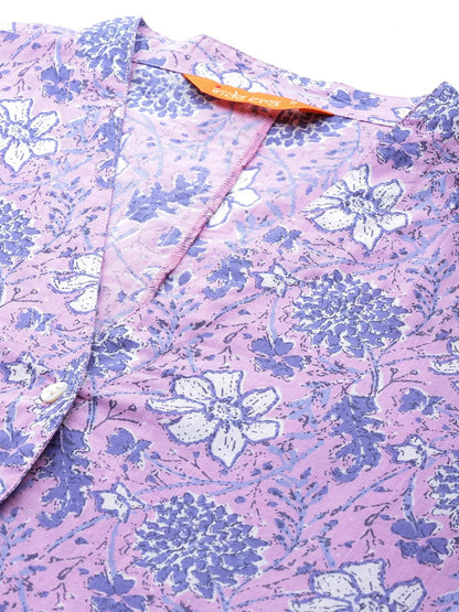 Floral Printed Regular Pure Cotton Kurta with Trousers