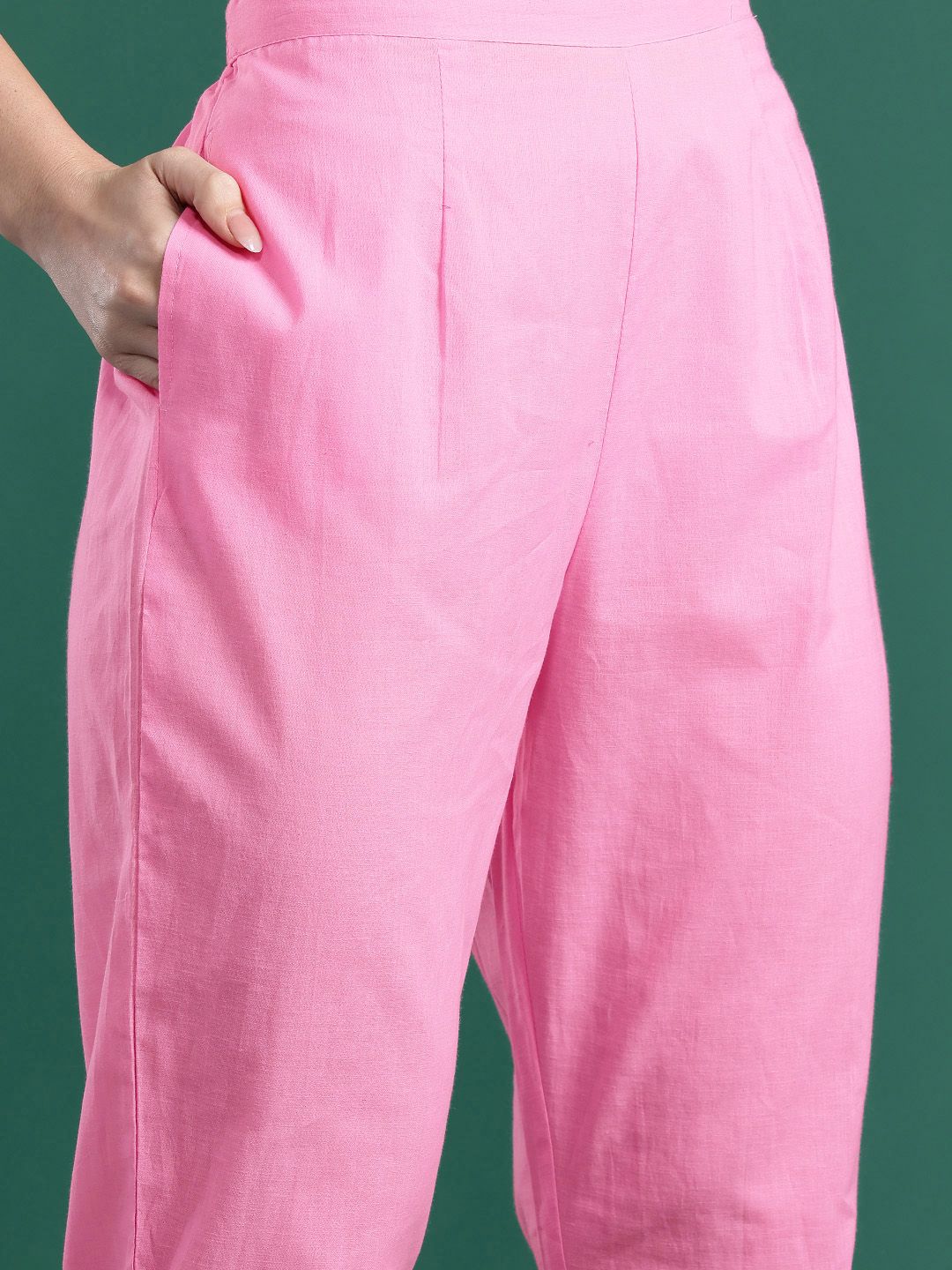 Floral Embroidered Pure Cotton Kurta with Trousers & Dupatta