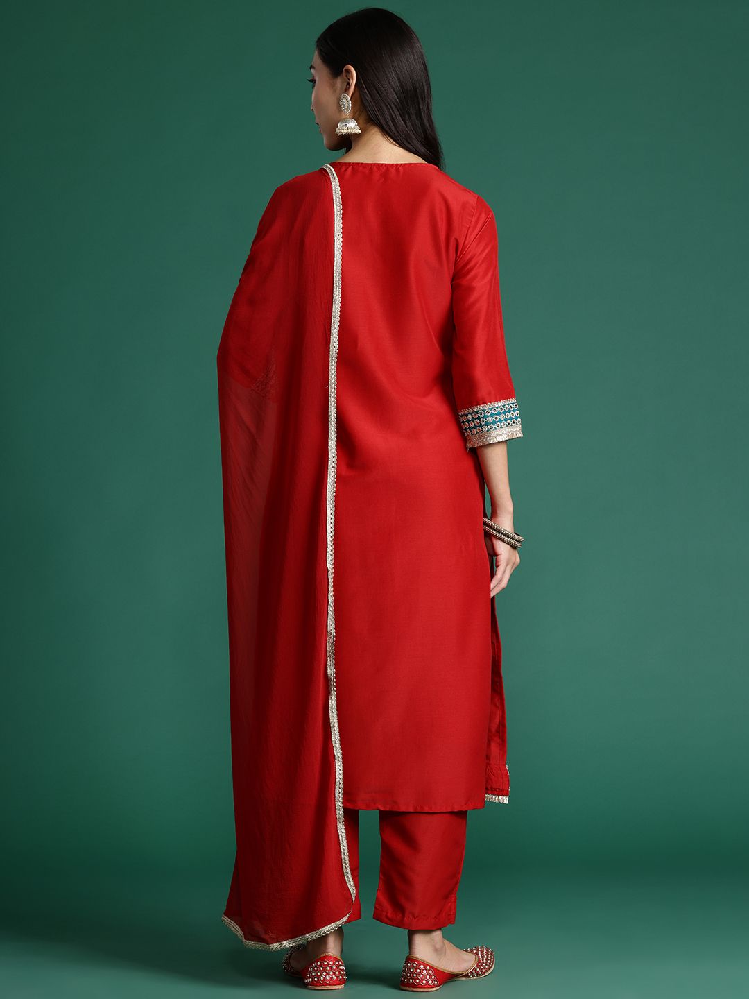 Ethnic Motifs Embroidered Kurta with Trousers & With Dupatta