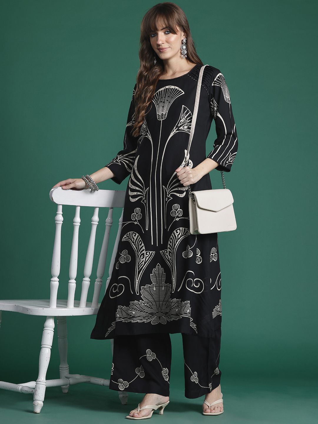 Dhiyona IE Floral Printed Kurta with Palazzos