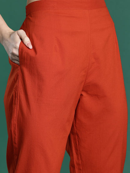 Ethnic Motifs Printed Pure Cotton Kurta with Trousers & Dupatta