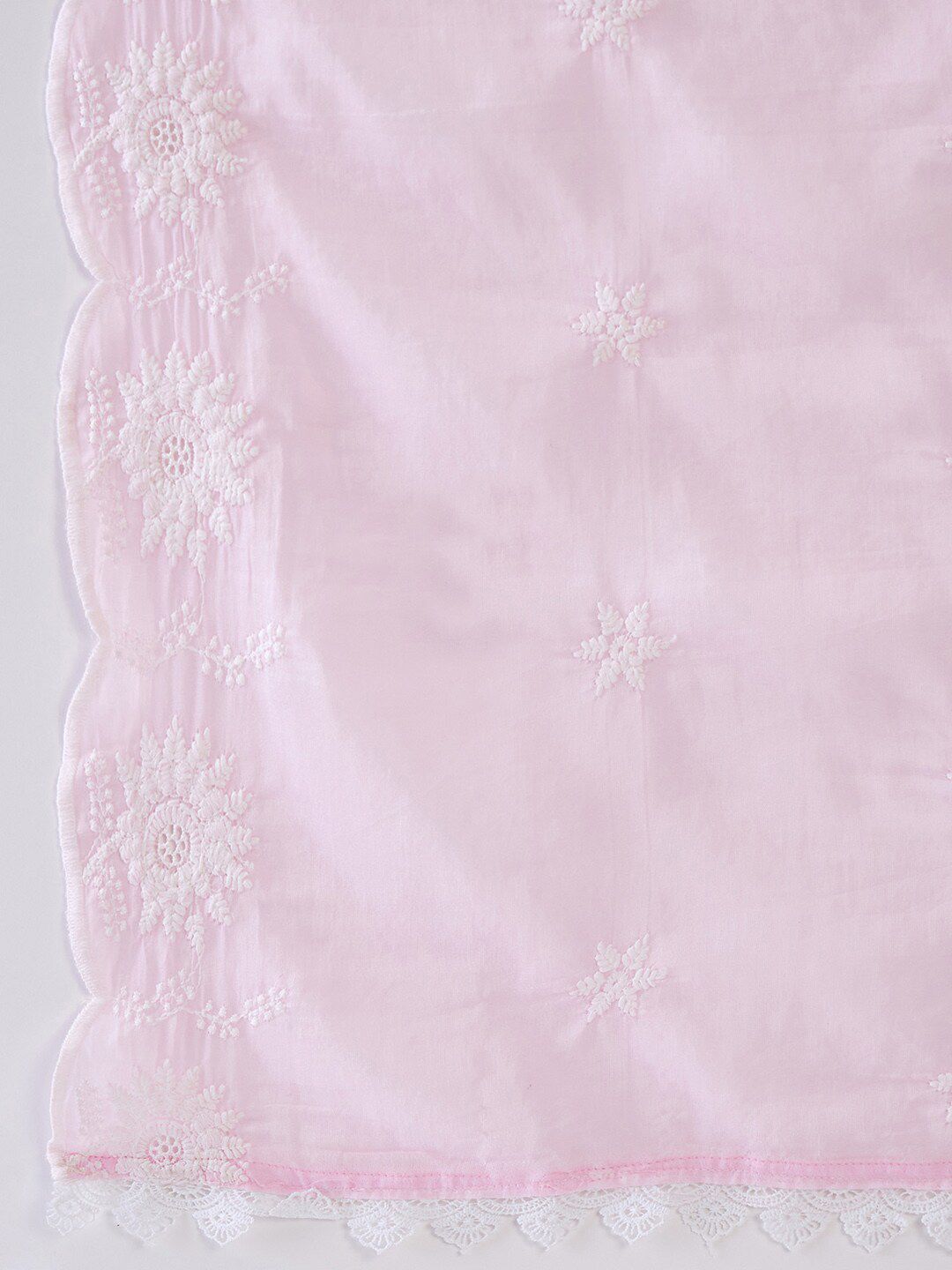 V Neck Floral Embroidered Pure Cotton Kurta with Trouser & Dupatta