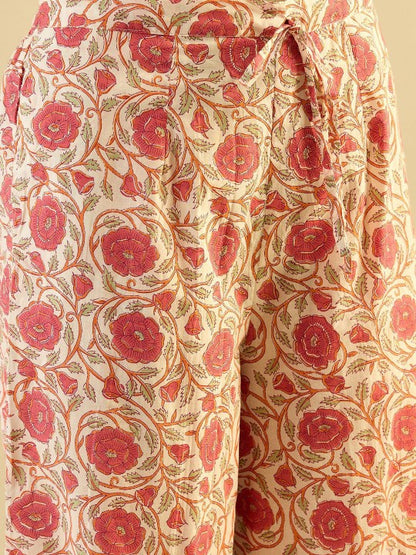 Women's Ethnic Motifs Embroidered Anarkali Pure Cotton Kurta with Palazzos & With Dupatta