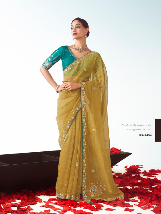 Dhiyona KM Women Yellow Silk Saree