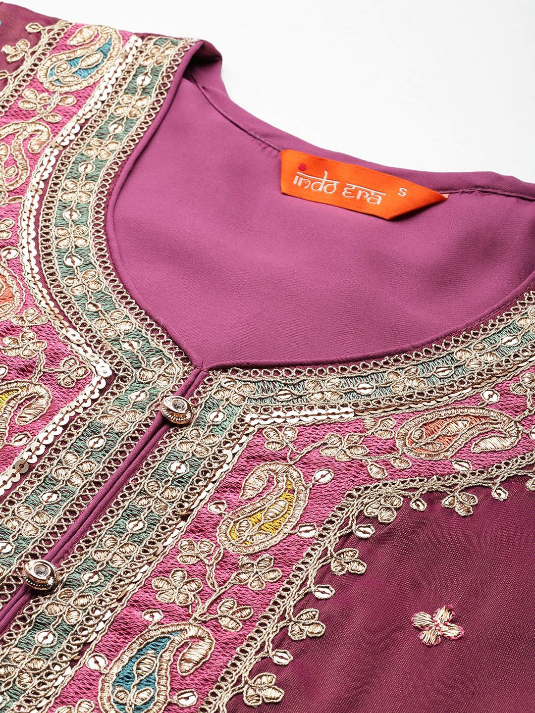 Ethnic Motifs Embroidered Sequinned Kurta with Palazzos & Dupatta