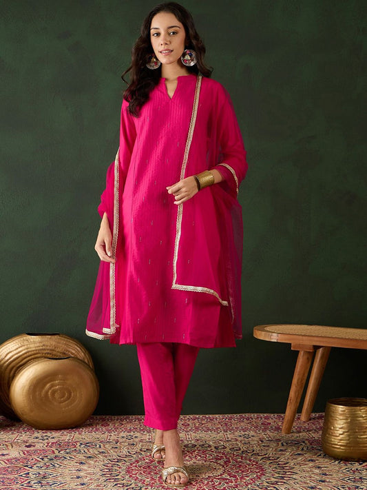 Dhiyona SN Women's Embroidered Pure Cotton Kurta Set With Dupatta
