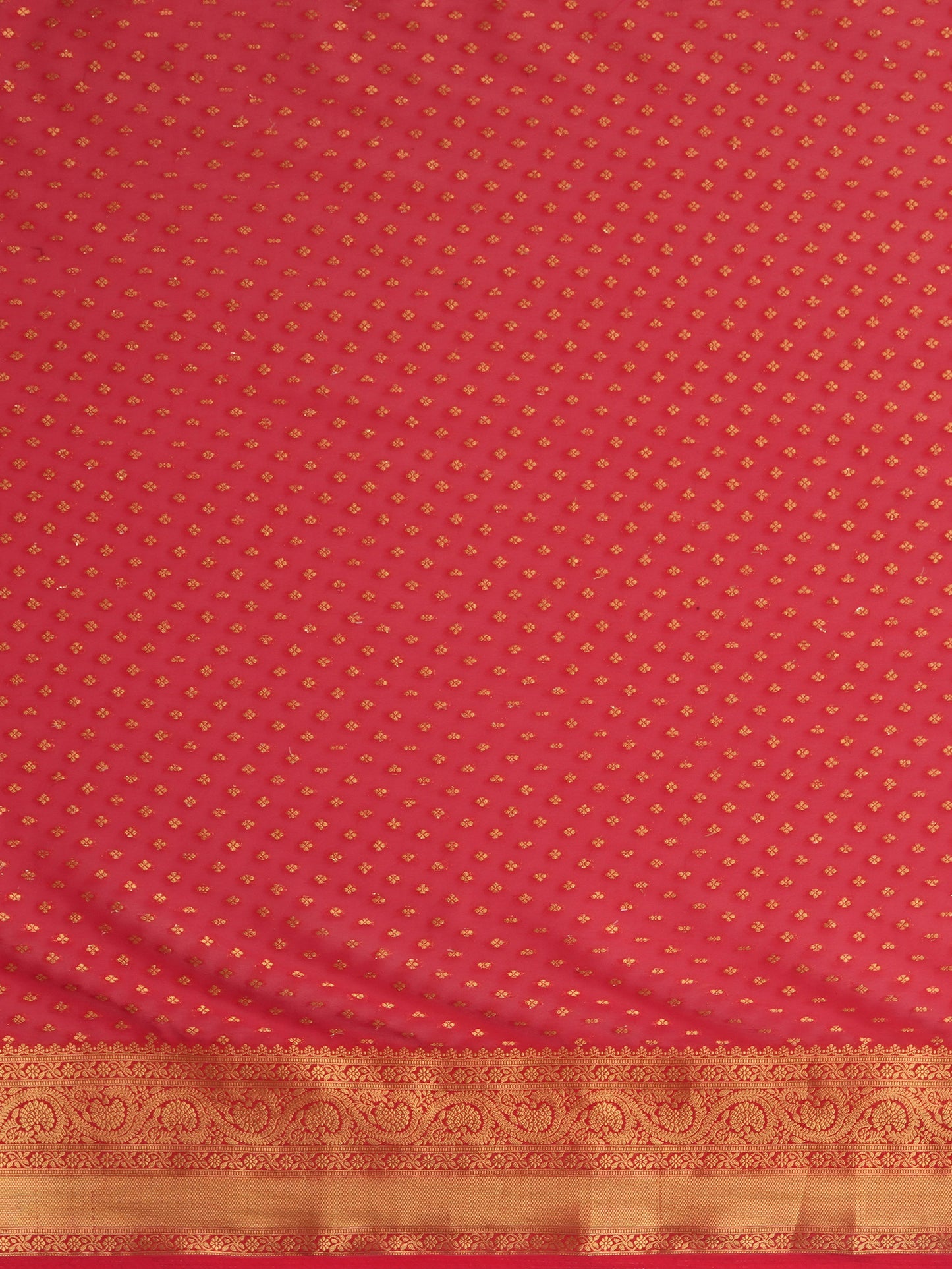 Women's Georgette Red Woven Design Designer Saree With Blouse Piece