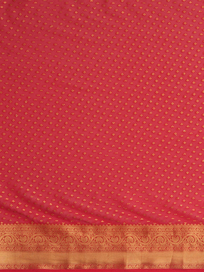 Women's Georgette Red Woven Design Designer Saree With Blouse Piece