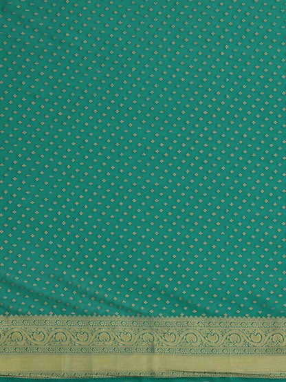 Women's Georgette Teal blue Woven Design Designer Saree With Blouse Piece