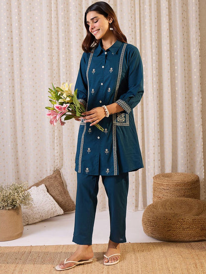 Dhiyona IE Embroidered Pure Cotton Tunic With Trousers