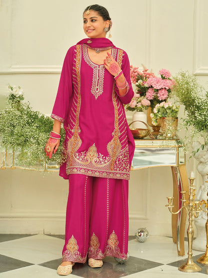 Women Ethnic Motifs Embroidered Kurta with Palazzo & Dupatta