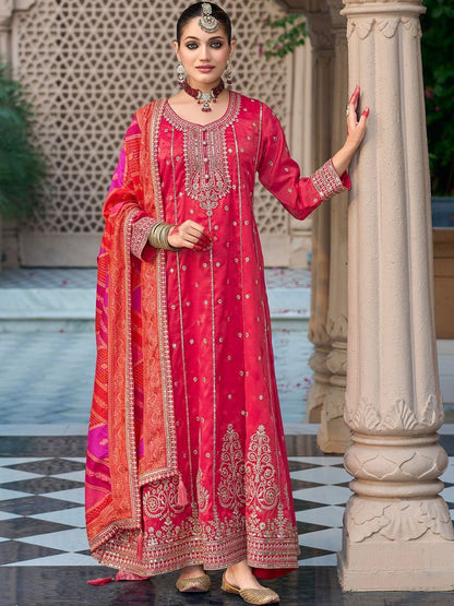 Women Ethnic Motifs Embroidered Panelled Sequinned Kurta with Trousers & With Dupatta