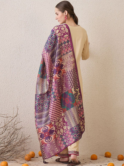 Women Ethnic Motifs Embroidered Regular Thread Work Kurta with Salwar & Dupatta