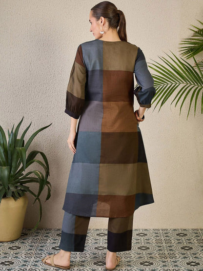 Dhiyona IE Women Printed A-line Kurta & Trousers Co-Ord Set