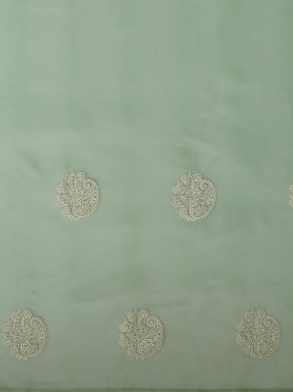 Women's Organza Olive Embroidered Designer Saree With Blouse Piece