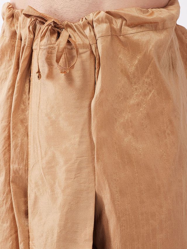 Men's Pink Silk Blend Straight Kurta and Dhoti Set
