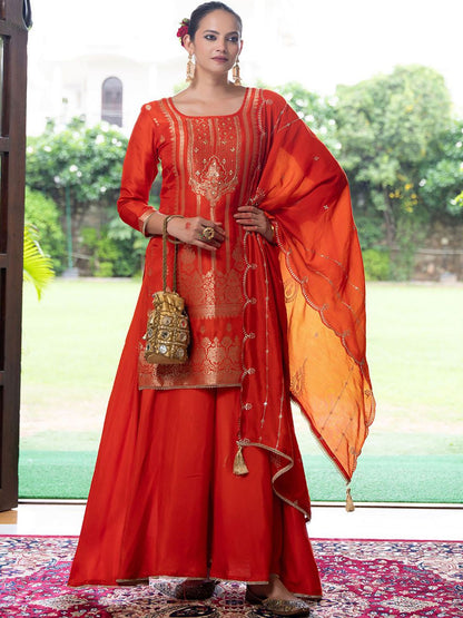 Dhiyona CH Women Ethnic Motifs Regular Kurta Palazzos & With Dupatta