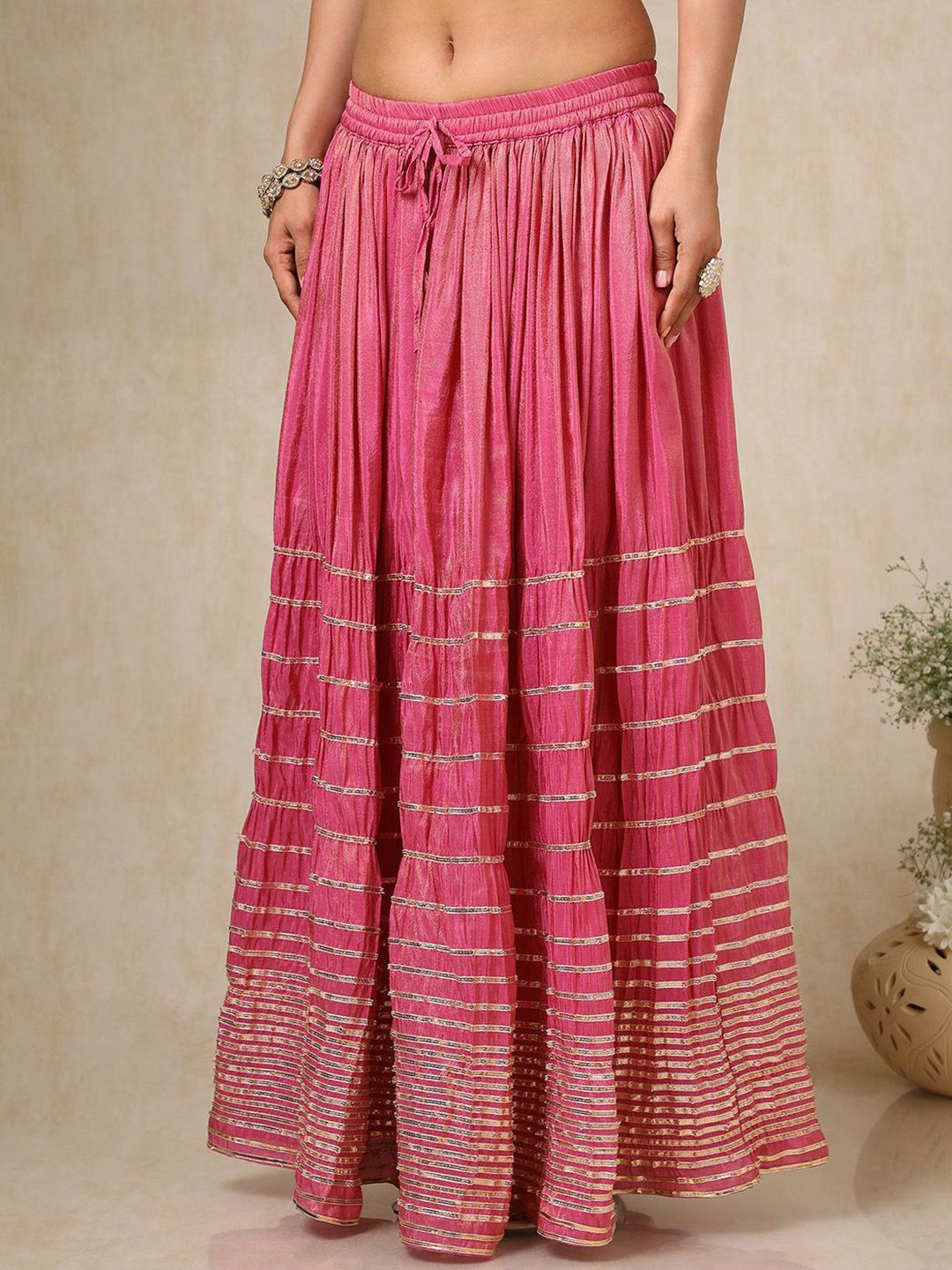 Dhiyona SO Women's Women Floral Regular Beads and Stones Kurta with Skirt & With Dupatta