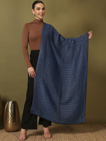 Dhiyona PA Checked Woven Design Woolen Shawl
