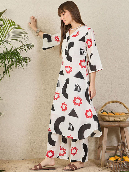 Dhiyona IE Printed Pure Cotton Tunic With Palazzo