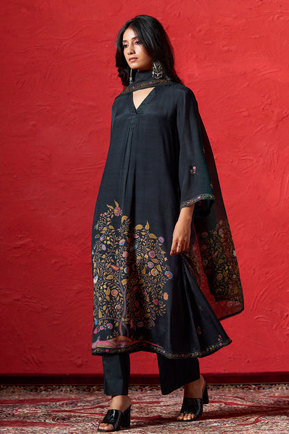 Women's Black Muslin Print Salwar Suit