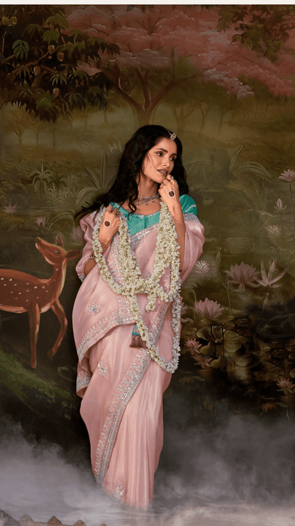 Dhiyona KM Women Organza Tissue Silk Saree