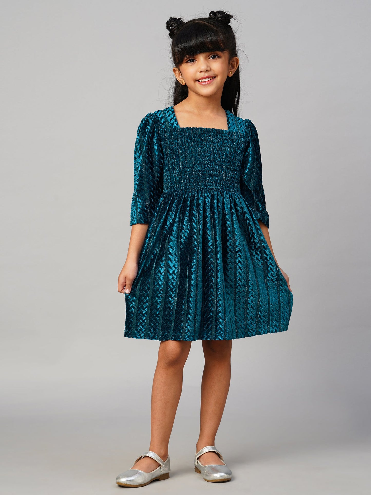 Glam Up Girls Teal Velvet Party Dress
