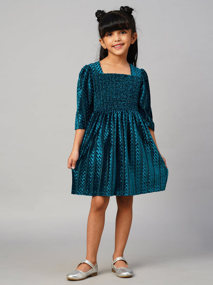 Glam Up Girls Teal Velvet Party Dress