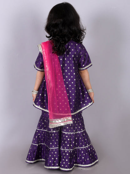 Zarqa Girls Purple Kurta with Sharara set
