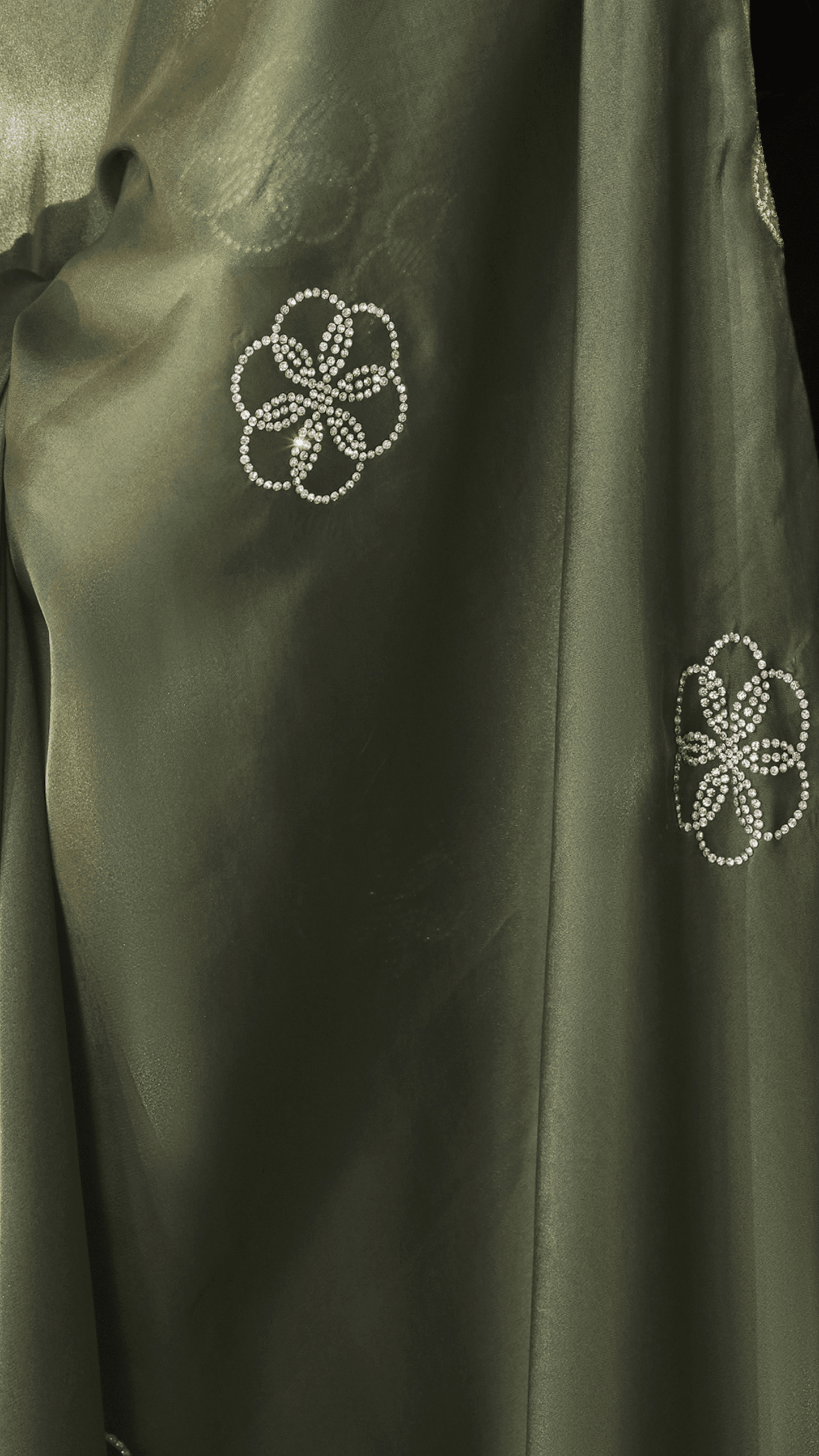 Dhiyona KM Women Olive Green Heavy Embroidered Designer Silk Saree