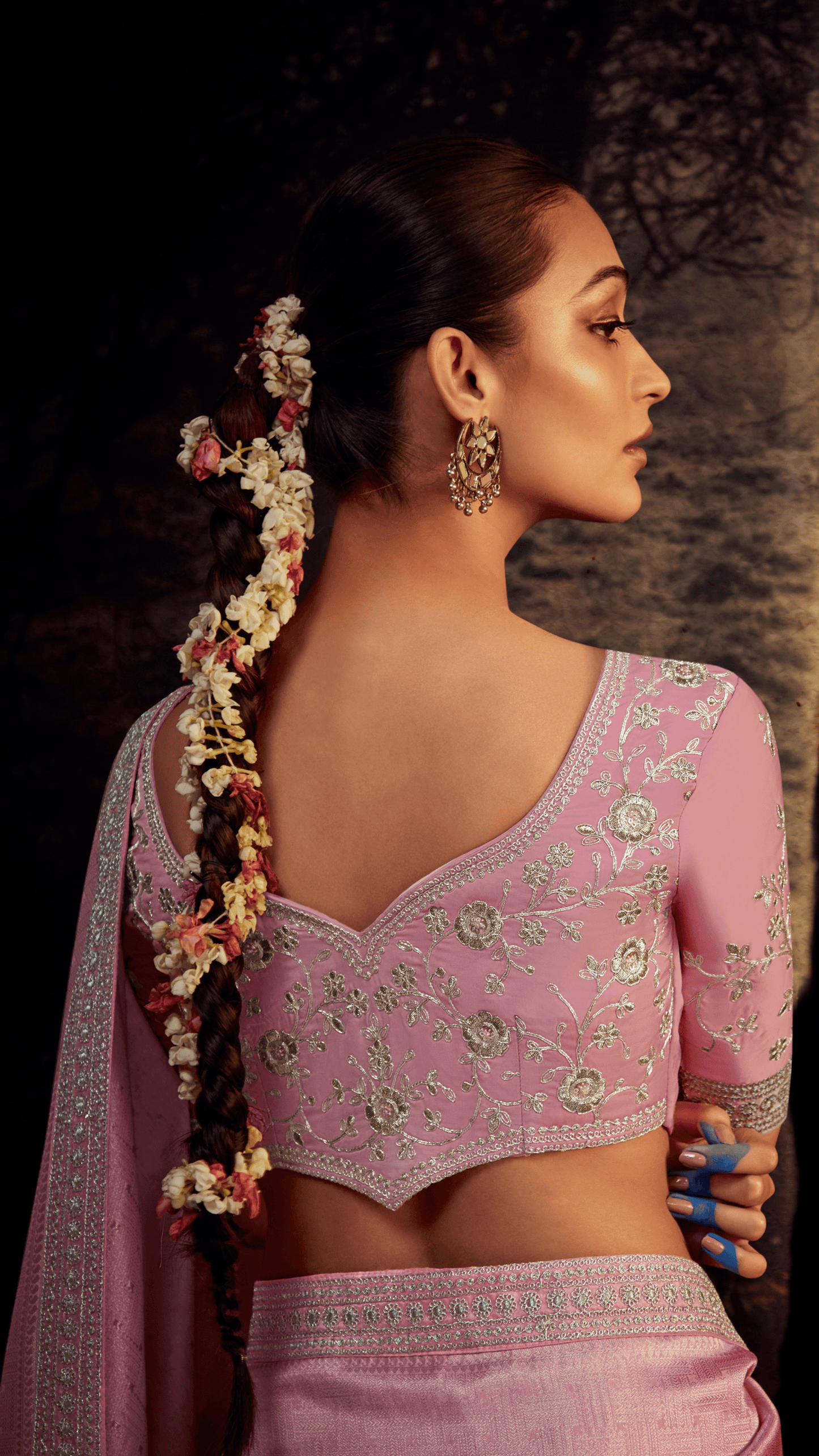 Dhiyona KM Women Twilight Elegance “ Pink & Gray Kanjivaram Silk Saree