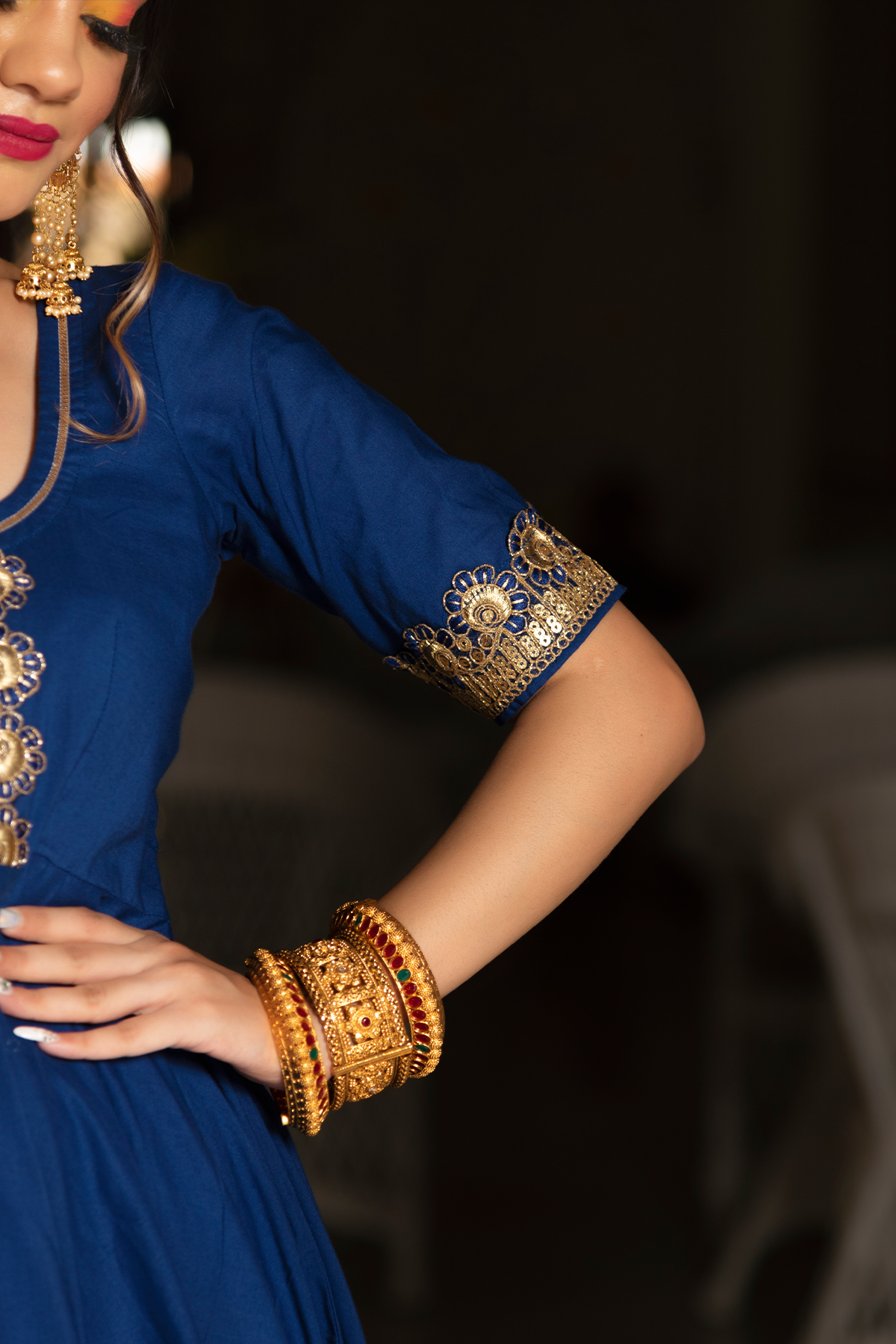 Minakari Blue Anarkali Set