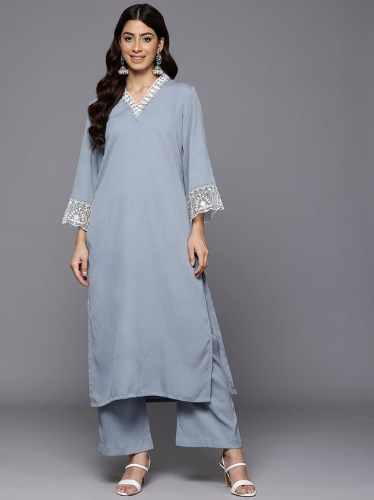 Dhiyona VR Women's Thread Embroidered Organza Detailed Kurta Set
