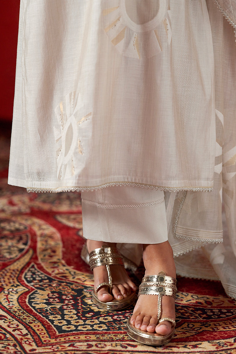 Women's Fog Beige Viscose Chanderi Woven Salwar Suit