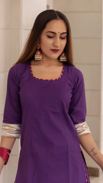 Falguni Purple Kurta Skirt Set