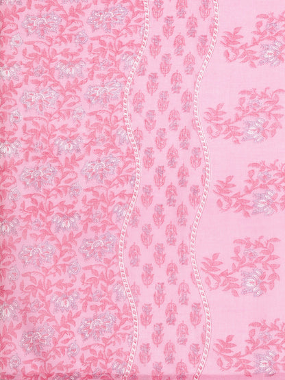 Dhiyona VR Women's Pink Floral Printed Kurta Paired With Bottom & Dupatta